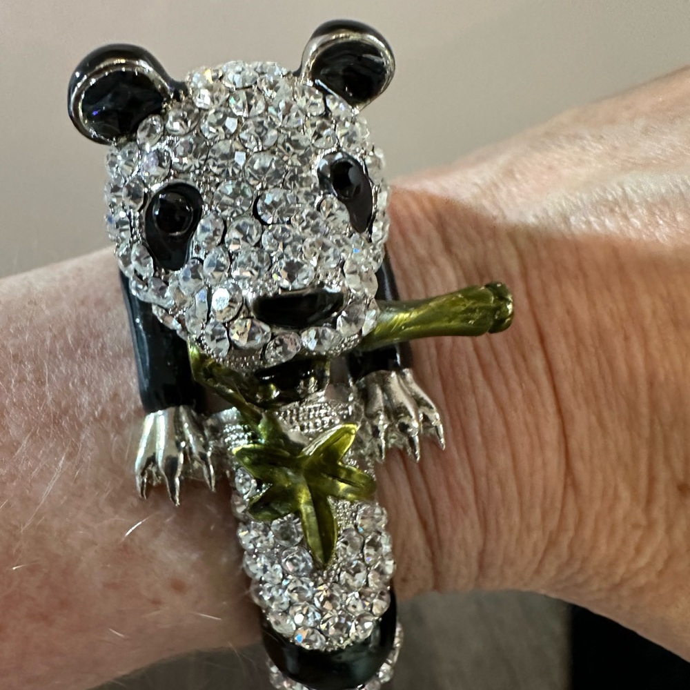 Rhinestone Panda Bangle Type Bracelet - image 2